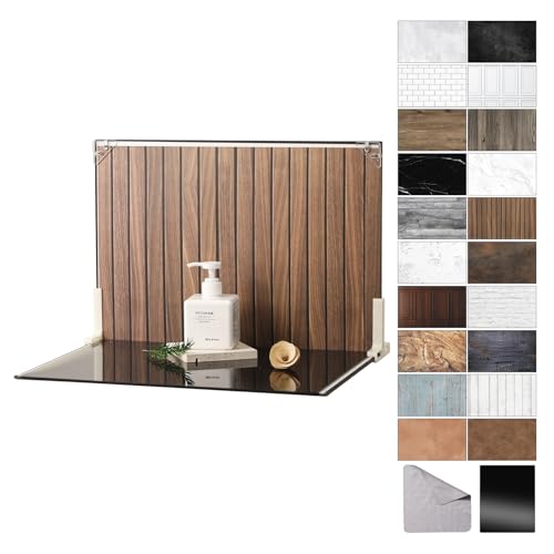 Food Photography Backdrops with Gloss Black Acrylic, 10 Pcs 20 Patterns Photo Backdrop Board, Waterproof Tabletop Small Shooting Kit for Creator, Metlakat