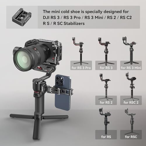 SMALLRIG Universal Phone Tripod Mount, Metal Cell Phone Mount with Cold Shoe Mount and M4 Screws for DJI RS 4 Mini/Pro, Free Adjustment Phone Mount Adapter for iPhone 17 16, for Samsung Galaxy- 4301
