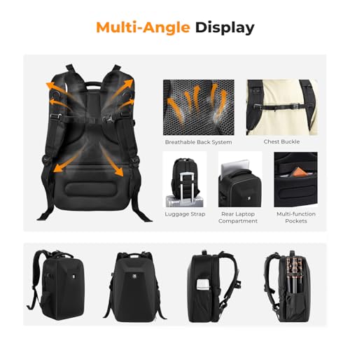 K&F CONCEPT Camera Backpack,Hardshell Photography DSLR Camera Bag with 15-15.6 Inch Laptop Compartment Waterproof Hard Shell Camera Case Compatible with Canon/Nikon/Sony/DJI Mavic Drone - color: Black