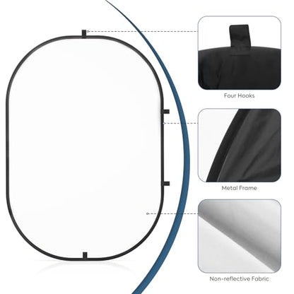 3x5ft/100x150cm Backdrop for Photography, Double Sided White Screen and Black Screen, 2 in 1 Collapsible and Reversible Background for Photography, YouTube Videos,and Live Streaming - color: Black White