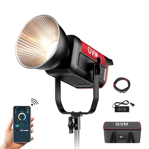GVM LED Video Light Studio, 200W Studio Light Continuous Lighting Kit for Bluetooth Mesh Network/DMX Control, 45400lux/1m Photography Lighting Kit with Video Recording,12 Lighting Effects - size: 200W