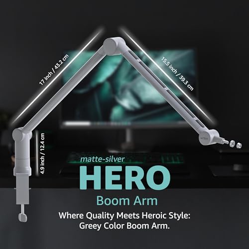 IXTECH Boom Arm - Adjustable 360° Rotatable Microphone Sturdy Stainless Steel Mic Desk, Table Stand Foldable Scissor Stable Mount Arms for Radio Studio, Podcast, Gaming (MATTE SILVER) - color: Matte Silver