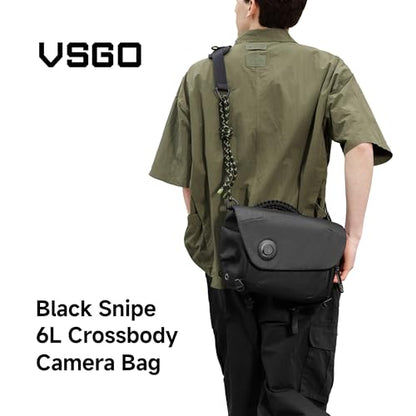 VSGO 6L Casual Crossbody Camera Sling Shoulder Bag - Olive | Quick Access, Customizable Dividers, Waterproof, Adjustable Strap, 3-Point Stablized