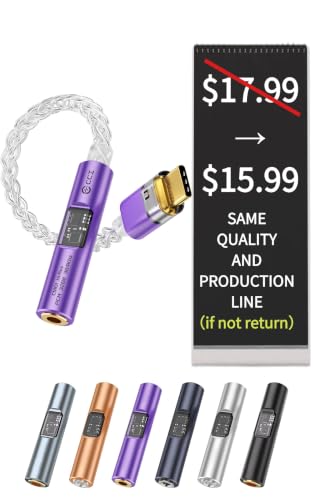 2026 Latest USB C DAC Audio Adapter with Headphone Amplifier, USB C to 3.5mm Audio Adapter for Wired Headphones, Hi-Res Type C DAC Compatible with iPhone 15, Android, Laptop & Tablet - color: purple, size: 001