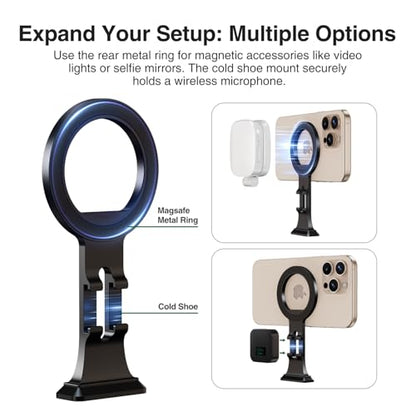 elitehood Aluminum Magsafe Tripod Phone Mount, Compact Phone Holder for Tripod with Arca Swiss Quick Release Plate & 1/4" Screw Adapter, Magnetic iPhone Mount Accessories Fit iPhone 16 15 14 13 Series - style: 1/4“ Screw Port