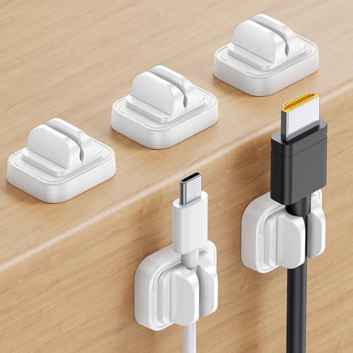 5Pack [Spring Fixed] Cord Holder Clips, Desk Organizer Accessories- Lamicall Cable Holder Mother's Day for Mother, Cable Management, Workspace Organizer & Accessories, Wire Clips for Nightstand - color: White, size: 1Slot-5Pack