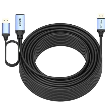 OkyLink Active USB 2.0 Extension Cable A to A, Male to Female 65ft(20M) | 480Mbps Signal booster cord, compatible with printer, mouse, keyboard, scanner, camera - size: 65ft (20m)