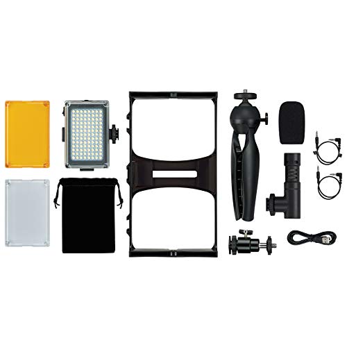 GPX All-in-One Vlogging Kit, for YouTube and TIK Tok, Includes LED Video Light, Tripod, Microphone, Fits Most Smartphones (TPDL900B)