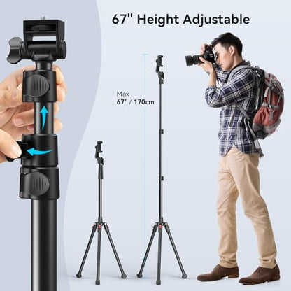 SmallRig Phone Tripod with Remote, 67" Tripod for Camera Reverse-Folding, Universal Tripod Stand for Pivo Auto Tracking Holder and Light, for Video, Vlog, Selfie and Live Stream, Encore PT-30 4363