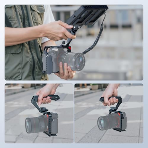 NEEWER BASIC Lightweight Camera Top Handle with 3/8" Locating Pin for ARRI, High Strength Cage Plastic Handle Grip w/ 1/4" 3/8" Screw Holes & Cold Shoe Mounts for Video Light Mic, Max Load 22lb, CA142 - style: CA142