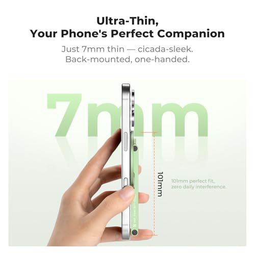 K&F CONCEPT 7mm 59g Magnetic Phone Stand, Foldable Selfie Stick for iPhone, Dual-Sided Magnets Mini Tripod Pocket Cell Phone Stand with Hook, Compatible with iPhone 17-12 Series Android Phones - color: Green