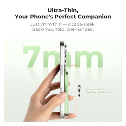K&F CONCEPT 7mm 59g Magnetic Phone Stand, Foldable Selfie Stick for iPhone, Dual-Sided Magnets Mini Tripod Pocket Cell Phone Stand with Hook, Compatible with iPhone 17-12 Series Android Phones - color: Green