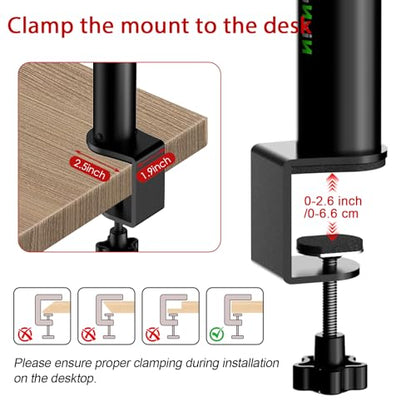 Studio Monitor Stands Tilt Clamp-on Desktop Speaker Stand 10.4"-15.4" Height Adjustable 12° Tilt Home Audio, Set of 2 - size: 12°Tilt Setting
