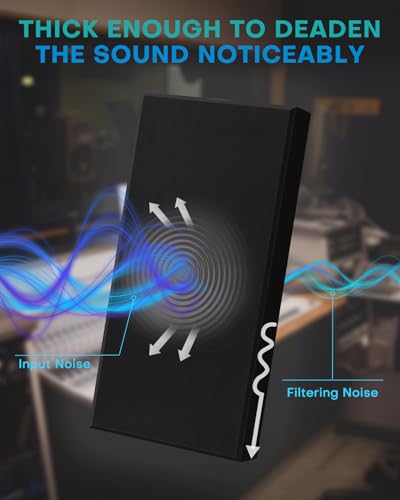 4Pack Fiberglass Acoustic Panels, Self Adhesive Sound Proof Foam Panels for Walls, Sound Dampening Panels for Studios, Office, Home Theater Soundproofing Absorbing Noise Reducing, 23.6x11.8x2.5" Black