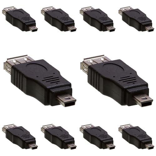 Cmple - Mini USB to USB Adapter Standard 2.0 A Female Jack to Mini B Male Plug OTG Connector Converter for Digital Cameras Tablets Dash Cams Transfer Photos to Computer - 10 Pack - size: 10 Pack, style: USB 2.0 A Female to Mini B 5-Pin Male