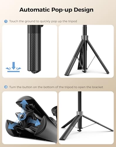 TechRise 71" Phone Tripod, 3-in-1 Clamp & MagSafe Magnetic Selfie Stick with Bluetooth Remote, Auto Extend Phone Stand, Compatible with iPhone 17 Series, Sony, Canon Cameras, Lightweight Travel Design