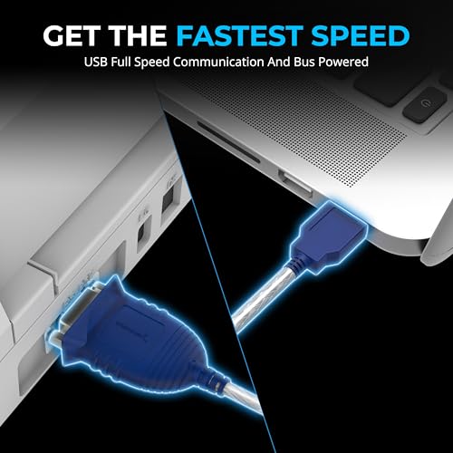 SABRENT USB 2.0 to Serial (DB9 RS232) Adapter Cable, Prolific Chipset, Driver Support Required for Some Systems, Windows 11/10/8/7, macOS, Linux (CB-DB9P) - size: USB-A 2.5FT – RS-232