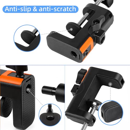 2-in-1 Desktop C Clamp Mount for Mic Boom Arm, Sturdy Heavy Duty Table Clip, Dual 12.5mm Hole Anti-Slip No Drill Desk Clamp fits 6.5cm Desktops for Mic Stand，Overhead Camera Arm - size: XZ002