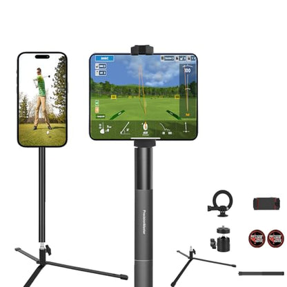 PrecisionMaster Golf Tripod - Heavy Duty Aluminum Base with iPad Pro Compatible, 52" Adjustable with Magnetic Mount, Golf Swing Analysis, Ideal for Golfers, Beginners - color: iPad Mount & Magnetic