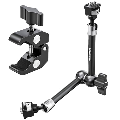 Neewer 11" Articulating Magic Arm Clamp Mount with Super Clamp, Camera Monitor Mount with 1/4" 3/8" ARRI Locating Pins & Holes for DSLR Action Camera Video Light Compatible with SmallRig Cage, ST16C - style: ST16C w/Clamp