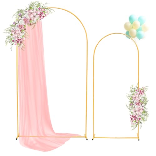 Toodour Arch Backdrop Stand 7.2FT, 6FT Set of 2 Gold Metal Wedding Balloon Arch Stand for Birthday Anniversary Graduation Ceremony Opening Ceremonies Christmas New Year Garden Decorations - size: 7.2FT,6FT