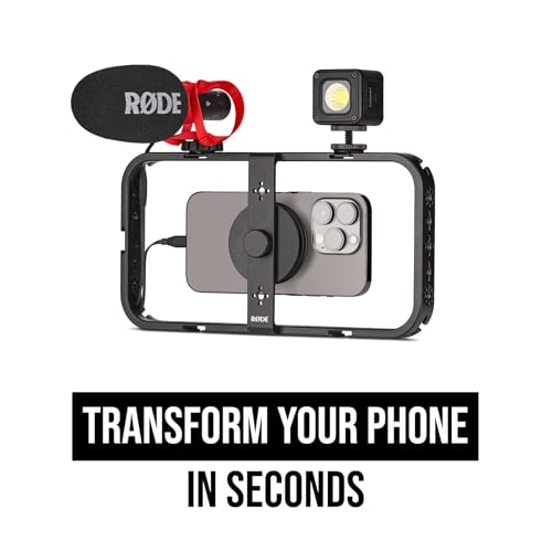 RØDE Phone Cage Magnetic Mobile Filmmaking Cage with 1/4-inch and 3/8-inch Threads and Cold Shoe Mounting Slots (MagSafe Compatible)