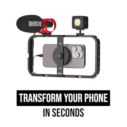 RØDE Phone Cage Magnetic Mobile Filmmaking Cage with 1/4-inch and 3/8-inch Threads and Cold Shoe Mounting Slots (MagSafe Compatible)