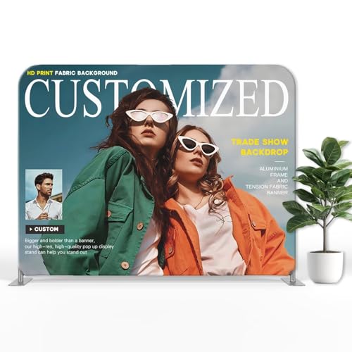 Custom Tension Fabric Display Backdrop with Stand 7.5 x 7.5 FT | Tension Banner Trade Show Backdrop Large Portable Tradeshow Booth Display Banner for Business,Campuses, Weddings, Corporate - color: Tension Fabric Display, size: 7.5x7.5 FT (Banner+Frame)