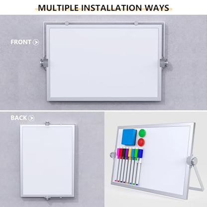 Small Dry Erase White Board, Magnetic Desktop Whiteboard with Stand, Dry Eease Board Mini Easel Double Sided on Table Top with Holder for Kids Drawing, Teacher Instruction - size: 12"W x 7.9"H