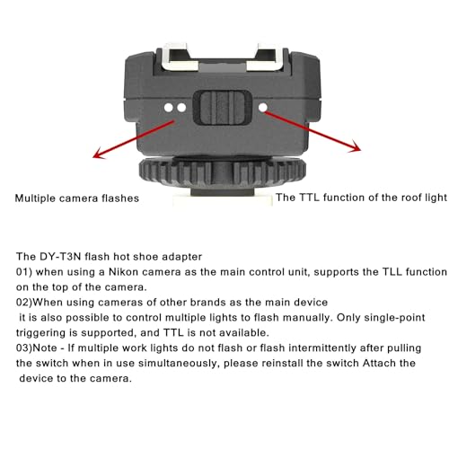DY-T3N for Nikon Camera Flash Hot Shoe Adapter Mount Top-Mounted Expansion Accessory: Multi-Flash synchronous Shooting with Cable Converter A Set with 3 Wires (DY-T3N N03) - size: DY-T3N N03