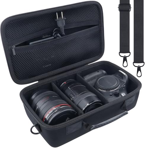 khanka Camera Case for Canon EOS Rebel R6V/T7/T100/T6/R50/R100/R5/R7/R8/R6 Mark II/SL3 DSLR Camera,Travel Protective Carrying Case for Canon EOS Rebel Camera and 18-55mm/18-45mm Lens(Case Only) - color: Black