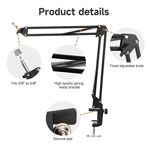 For Razer Seiren Mini Boom Arm - Mic Stand with Reduce Wind Noises Mic Foam Cover, 3/8" to 5/8" Adapter Compatible with Most Microphone - color: Rz Mini Stand