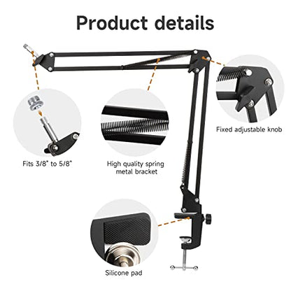 For Razer Seiren Mini Boom Arm - Mic Stand with Reduce Wind Noises Mic Foam Cover, 3/8" to 5/8" Adapter Compatible with Most Microphone - color: Rz Mini Stand