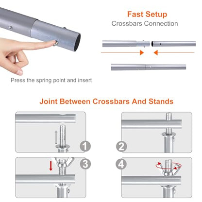 6.5 x 10ft Adjustable Backdrop Stand Kit,Heavy-Duty Photography Background Support System with Clamps & Carry Bag,Photo Video Studio Backdrop Stand for Parties,Weddings,Green Screen & Banner Display - color: Silver