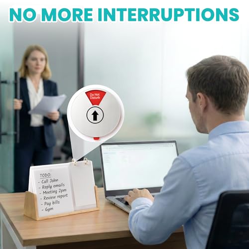 Desk Status Indicator for Office - 3-in-1 Privacy Sign with 6 Meeting Statuses, 2026 Desktop Monthly Calendar & Magnetic Acrylic Dry Erase to-Do Board, Solid Wood Base for WFH Cubicle, Black
