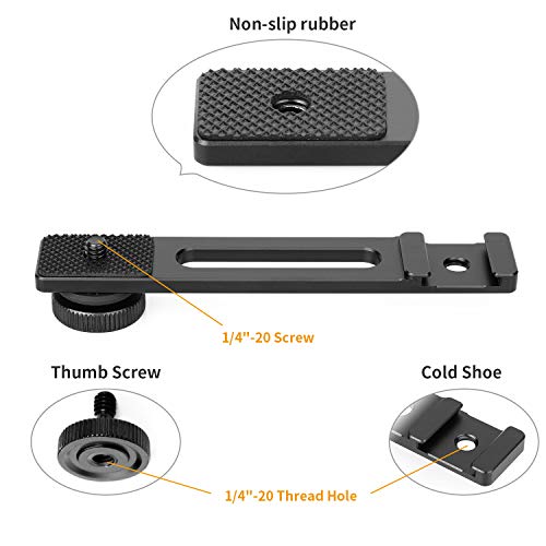 ChromLives Cold Shoe Bracket Extension Bar, Hot Shoe Extension, Microphone Mount with 1/4'' Tripod Screw Compatible with Mirrorless Camera Vlogging Sony A6400 6300 6500 6000 Zhiyun 4 DJI Osmo Pocket - color: Cold Shoe Bracket
