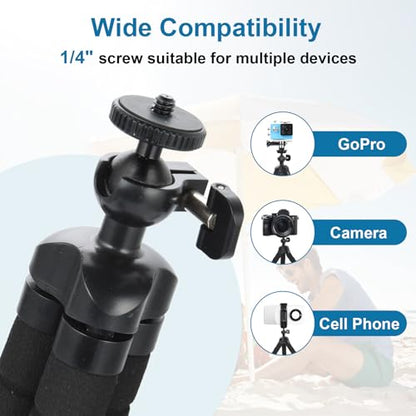 UTEBIT Flexible Phone Tripod Premium Portable Phone Mini Tripod Desk Stand | Compatible with iPhone Samsung Go Pro, Small Digital Camera, for Video Recording, Vlogging, Travel Photography, Black