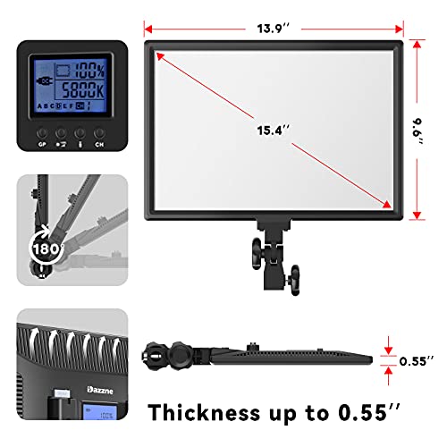 D50 Ultra Thin Bi-Color Led Video Light,45W 3600Lux 3000K-8000K CRI96+,Dimmable 15.4inches Soft Key Light with LCD Display, Panel Light for YouTube/Photography/Video Shooting/Live Streaming