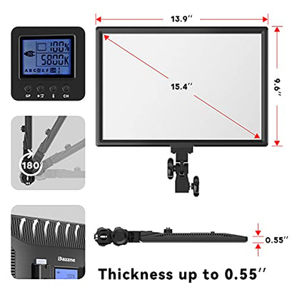 D50 Ultra Thin Bi-Color Led Video Light,45W 3600Lux 3000K-8000K CRI96+,Dimmable 15.4inches Soft Key Light with LCD Display, Panel Light for YouTube/Photography/Video Shooting/Live Streaming