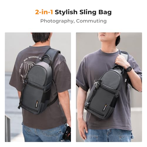 K&F CONCEPT Camera Sling Bag Crossbody Bag Camera Shoulder Backpack DSLR/SLR/Mirrorless Photography Bags Compatible with Canon/Nikon/Sony/Fuji/Gopro/DJI - color: Grey, size: Medium