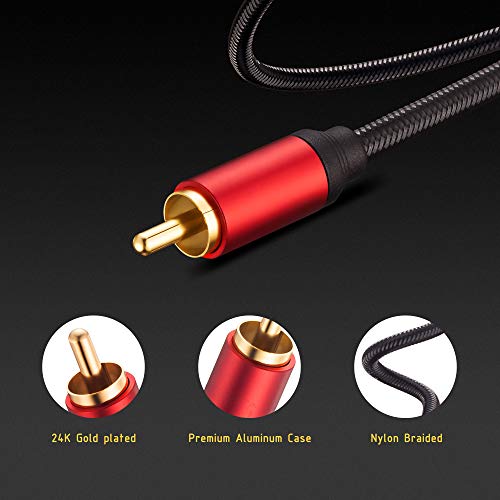 RCA Cable 12Ft, 3.5mm Male to 2RCA Male Stereo Audio Adapter Cable Nylon Braided AUX RCA Y Cord for Smartphones, MP3, Tablets, Speakers, HDTV and More(12Ft/4M) - size: 12 ft