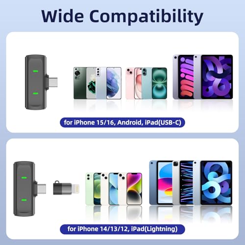 NPTCL Wireless Lavalier Mini Microphone for iPhone Video Recording | Noise Canceling Lapel Lav USB C Mic, LED Digital Charge Display, 35 Hour Charging Case for VlogYoutube Tiktok Podcast - style: USB-C