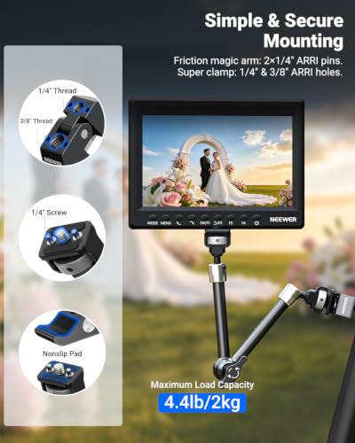 Neewer 11" Articulating Magic Arm Clamp Mount with Super Clamp, Camera Monitor Mount with 1/4" 3/8" ARRI Locating Pins & Holes for DSLR Action Camera Video Light Compatible with SmallRig Cage, ST16C - style: ST16C w/Clamp