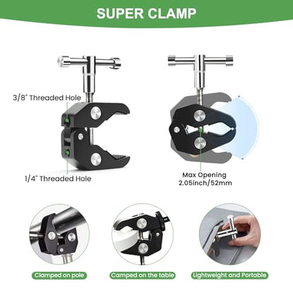 MOKOSE 10 inch Articulating Magic Arm with Super Clamp and Wall Mount Base,Friction Arm Mount for LCD Monitor LED Light Camera Rig