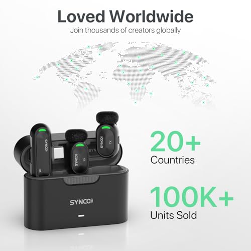 SYNCO Mini Wireless Microphone with AI Noise Cancellation for iPhone/Android, Plug-and-Play Magnetic Lavalier Mic with Lightning Receiver, 328 ft Range, 12H Battery for Video Recording & Vlogging