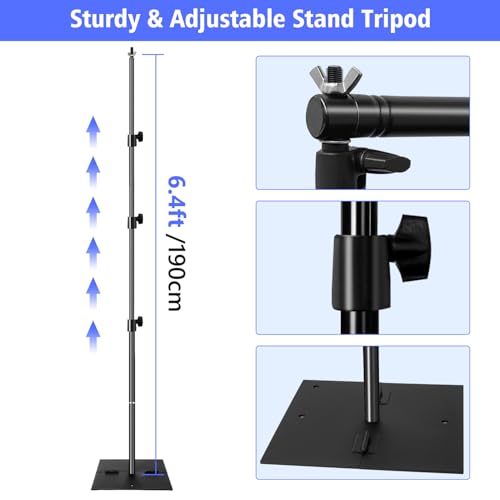SLOW DOLPHIN Pipe and Drape Photography Backdrop Stand Kit Adjustable Photo Background Stand 10ft x 6ft with Metal Base for Parties Weddings Birthday Party Events Photo booth