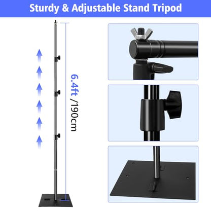 SLOW DOLPHIN Pipe and Drape Photography Backdrop Stand Kit Adjustable Photo Background Stand 10ft x 6ft with Metal Base for Parties Weddings Birthday Party Events Photo booth