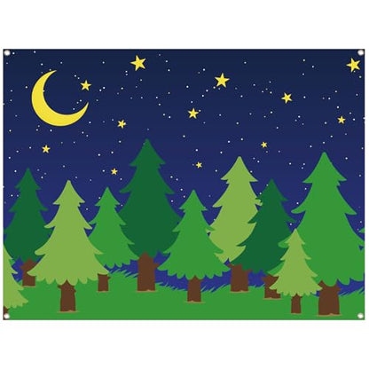 Teenyyou 6 x 8 ft Enchanted Forest Camping Backdrop Scene Camping Background Supplies Forest Night Scene Photography Background for Theme Party Photo Banner Decoration - size: 6 x 8 ft