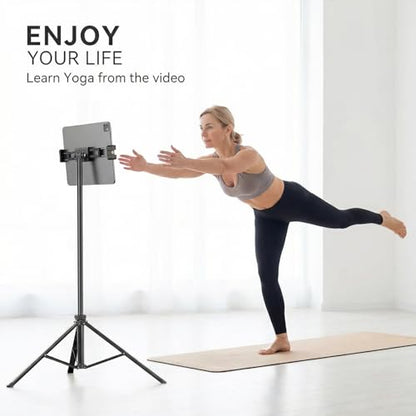 iPad and Phone Tripod Mount,Dual-Purpose Phone and Tablet Holder with Adjustable Clamp, Compatible with Devices up to 12.9Inches,1/4 Inch Screw fits iPad Pro 12.9,Air Mini 3/4,Galaxy Tab,Selfie Stick