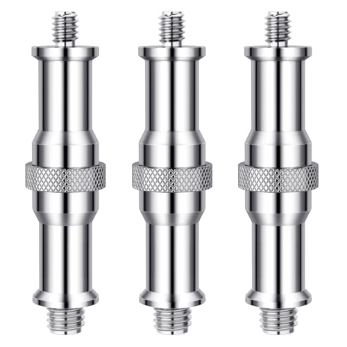 NEEWER Pack of 3 Standard 1/4 to 3/8 Inch Metal Converter Thread Adapter Spigot Stud for Studio Light Stand, Hotshoe/Coldshoe Adapter, Ball Head, Wireless Flash Receiver, Trigger - ST23 - style: ST23